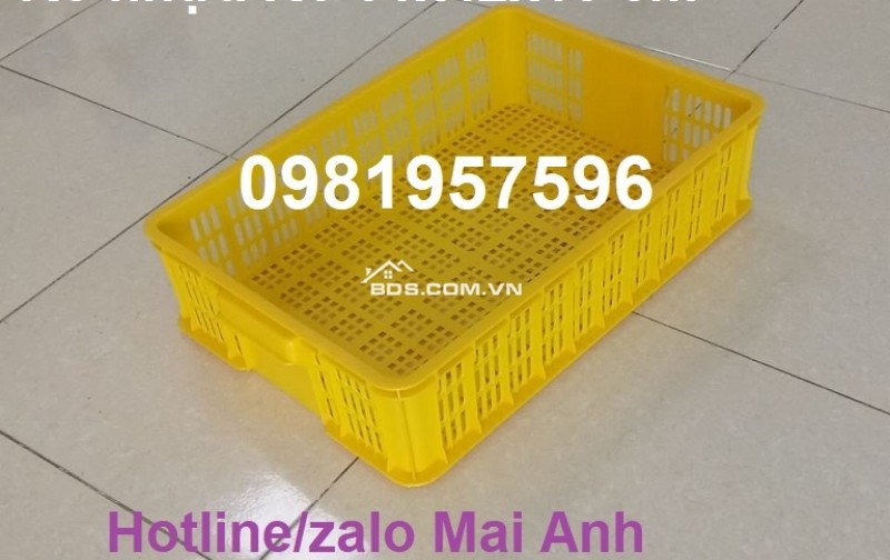 Sóng nhựa hở công nghiệp, rổ nhựa có kích thước 61x42x15 cm